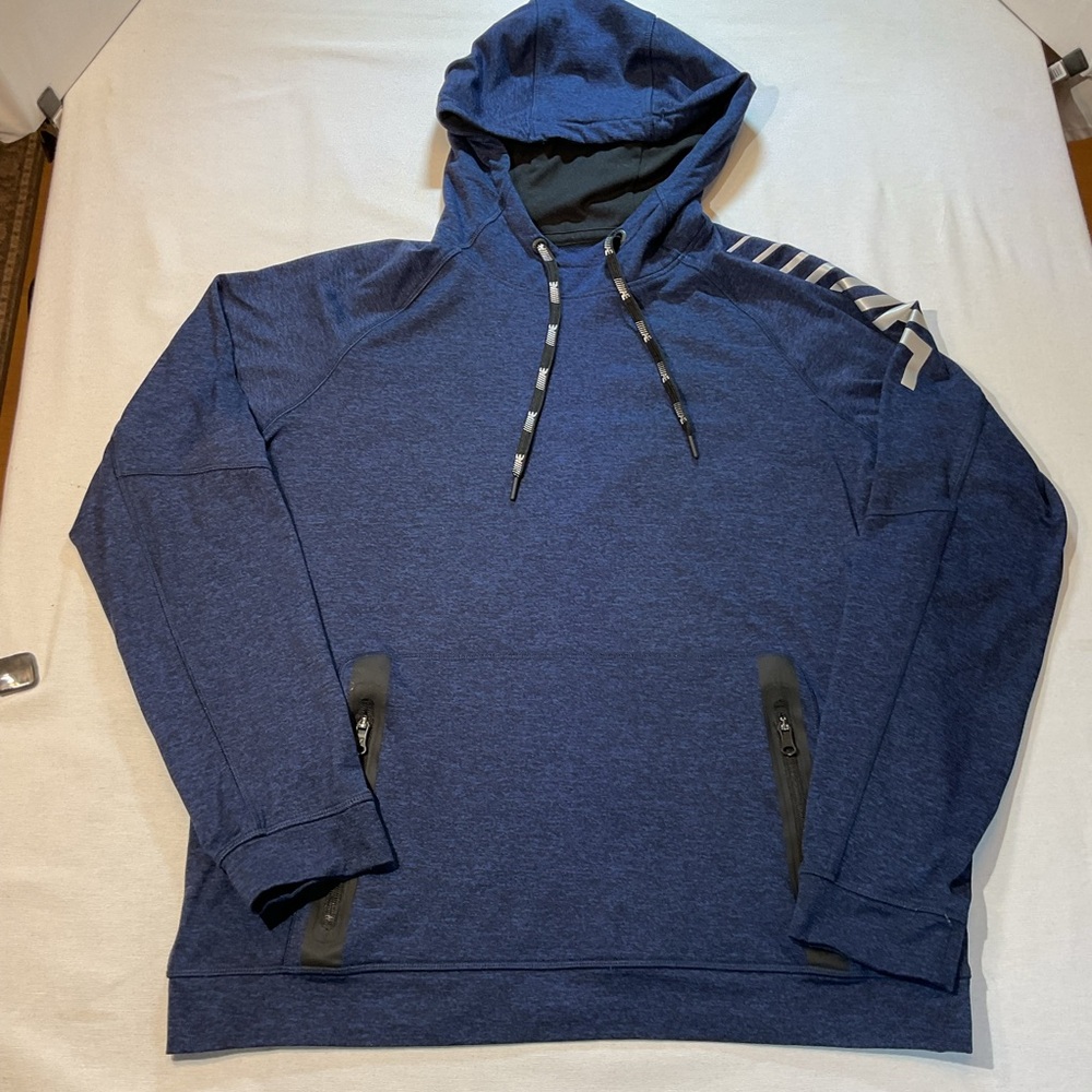 American Eagle Outfitters AE Navy/Black Heathered Hoodie, Size Large zip pockets